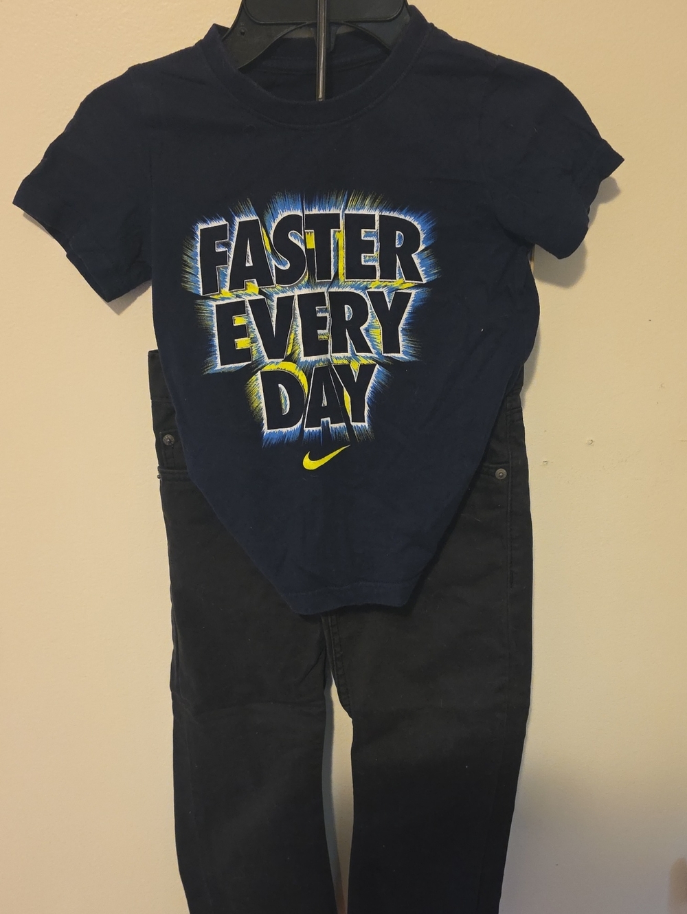 Levi's Black Kids Jeans with Navy & Yellow Graphic Tee
